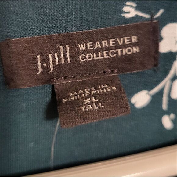 J. Jill Wearever Collection Emerald Green White Floral Midi Dress, Size XLT NEW - Picture 6 of 9
